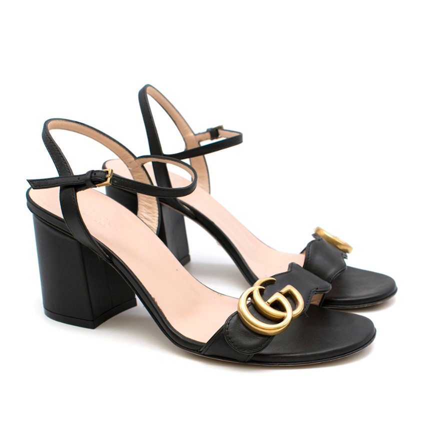 gucci gold block heels