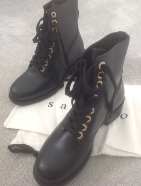 Sandro Black Leather Biker Boots | HEWI