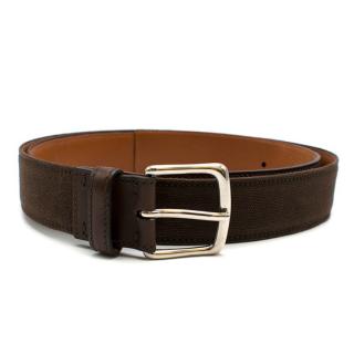 Kiton Brown Fabric & Leather Belt - size 95