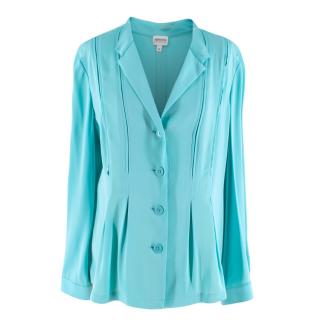  Armani Collezioni Turquoise Silk Blend Button-up Blouse