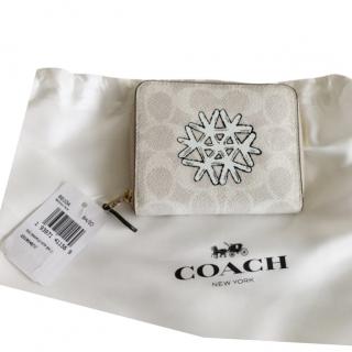 Coach small silver grey zip wallet