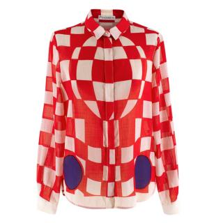 JW Anderson Checkerboard Print Blouse In Pillar Box Red