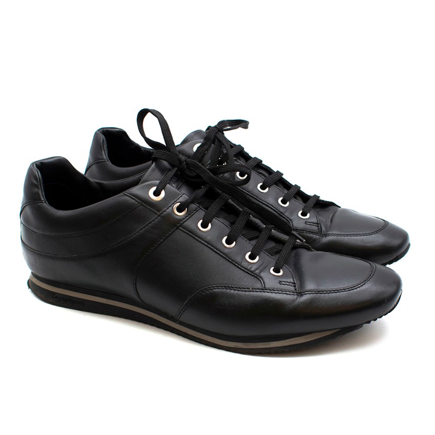 Zegna Sport Mens Black Leather Trainers | HEWI