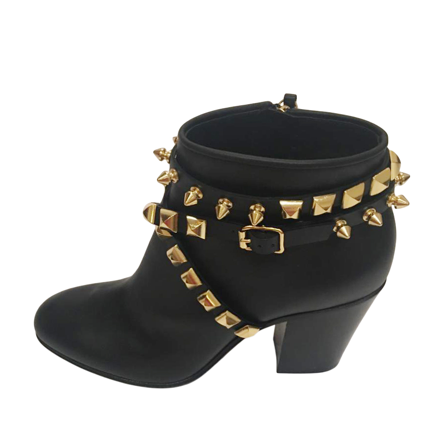 studded heeled ankle boots