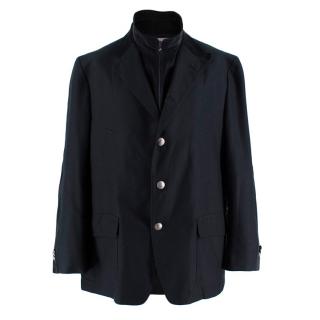 Corneliani Black Men's High Neck Tailored Coat