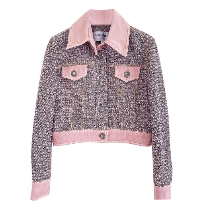 Chanel Pink Fantasy Tweed Denim Jacket 