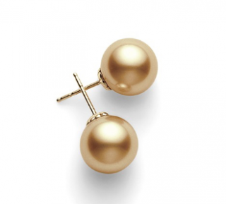 Mikimoto Golden South Sea Pearl Stud Earrings in Yellow Gold