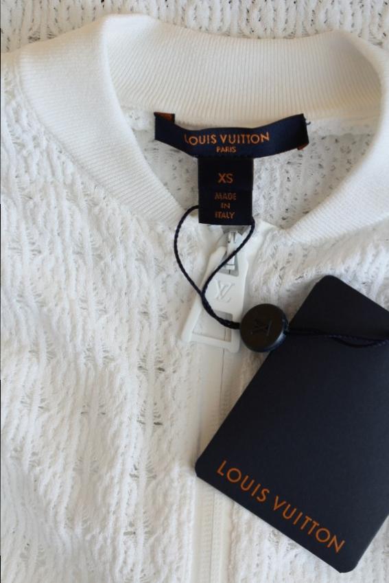 Louis Vuitton White Lace Knit Longsleeve Bodysuit | HEWI