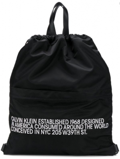 Calvin Klein 205W39NYC Black Slogan Drawstring Backpack