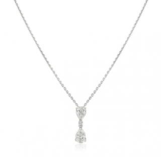 Bespoke White Gold Diamond Drop Pendant Necklace