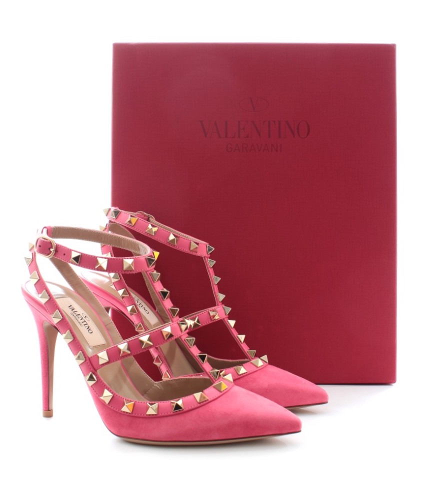 valentino suede rockstud pumps