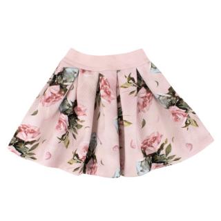 Monnalisa Pink Floral Jacquard Skater Skirt