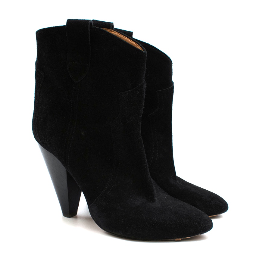 black suedette cone heel shoe boots