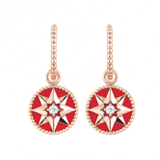  Dior Rose Des Vents 18ct rose gold & red ceramic earrings