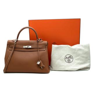 Hermes Kelly 28 Gold clemence Leather PHW R Square 2014 