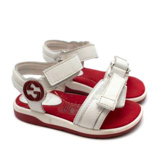 Gucci Kids White Leather Sandals