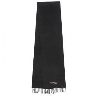 Burberry limited edition black logo cashmere fringe scarf