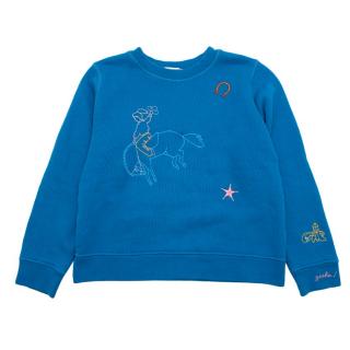 Bonpoint Blue Embroidered Equestrian Sweater