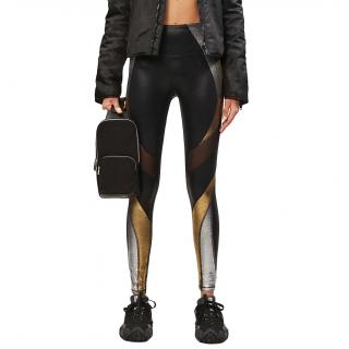 Good American gold & silver metallic panel black leggings