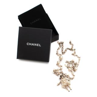 Chanel Faux Pearl Chain Necklace with Coco doll Pendant 