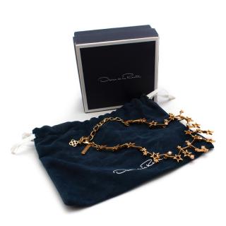 Oscar de la Renta Gold Tone Crystal Embellished Star Necklace