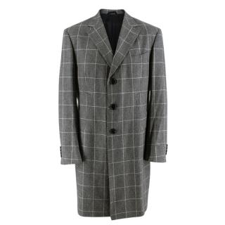 Hilditch & Key Grey Checkered Wool Coat