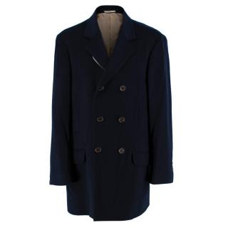 Brunello Cucinelli Navy Cashmere Double Breasted Coat