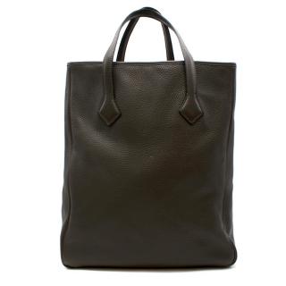 Hermes Clemence Leather Ebene Victoria Cabas Tote 35