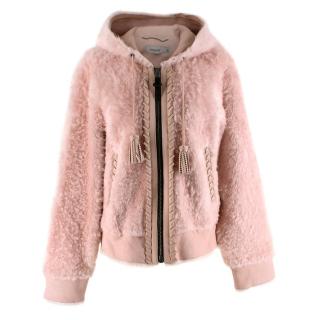 Coach Baby Pink Shearling Leather Zipped Jacket