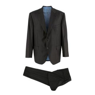 Donato Liguori Bespoke Black Pinstriped Hand Tailored Suit