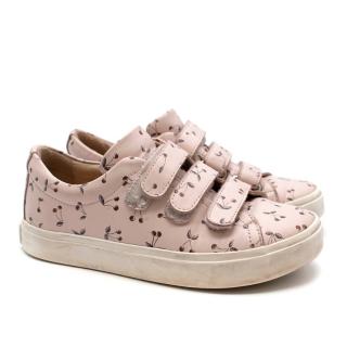 Bonpoint Leather Baby Pink Cherry Motif Low-Top Sneakers