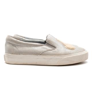 Bonpoint Slip-on Silver Brushed Cherry Applique Trainers