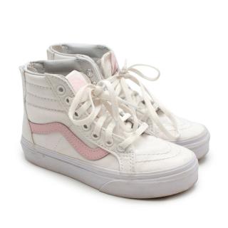 Vans White and Pink High Top Zipped Trainers