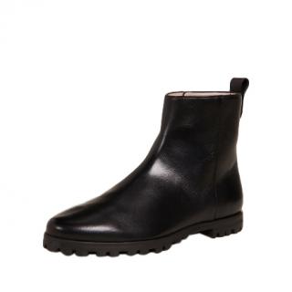 Stuart Weitzman Riley Black Leather Ankle Boots 