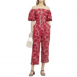  Shrimps Red Paisley Cotton Top & Trouser with Pearls  