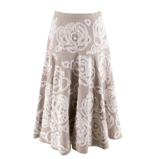  Michael Kors Collection Floral Embroidered Linen Skirt