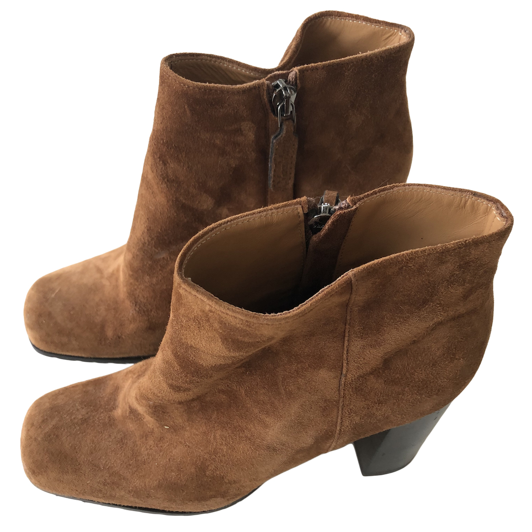 tan suede heeled ankle boots