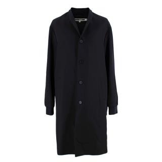 McQ Black Wool Bomber Style Longline Coat