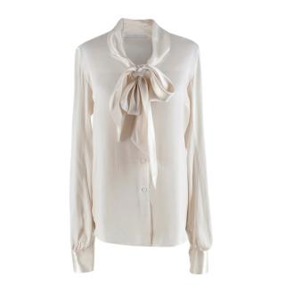 Ermanno Scervino Ivory Silk blend Pussybow Blouse 