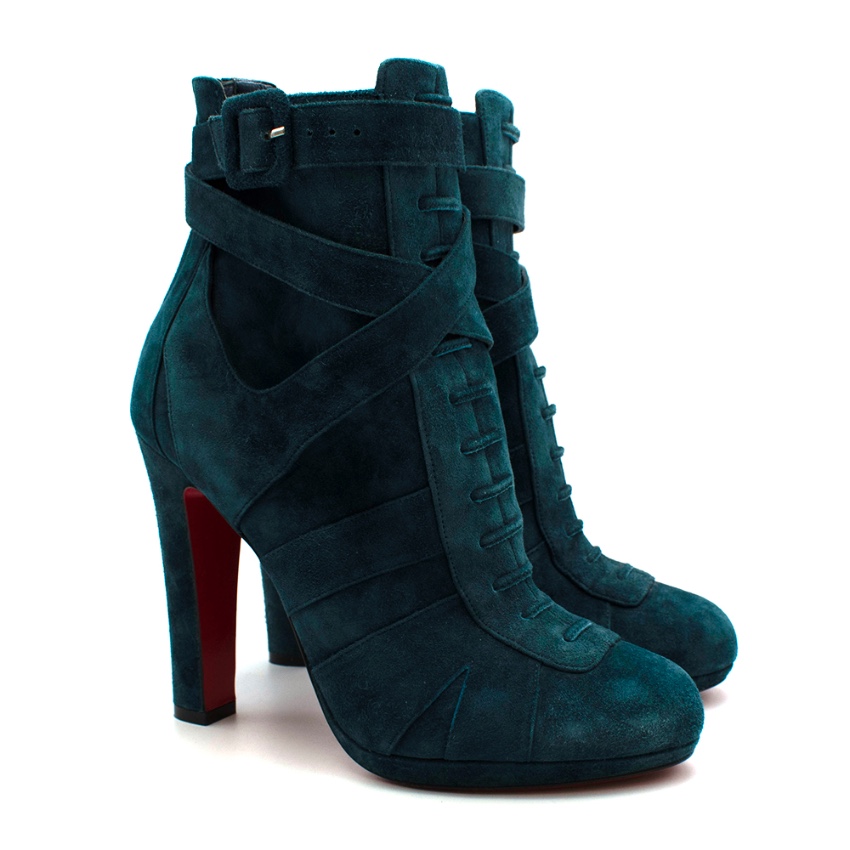 teal velvet boots