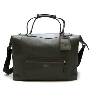 Smythson Blue-Grey Leather Weekend Travel Bag