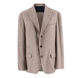 Brunello Cucinelli Cream Wool, Silk & Cashmere Tailored Jacket