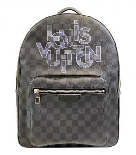 Louis Vuitton Graphite Check Logo-Print 'Josh' Backpack 