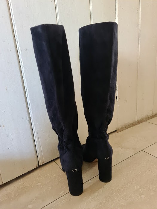 Dior Navy Suede Knee Boots | HEWI