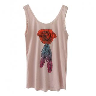 Wildfox Couture Pale Pink Rose Print Vest