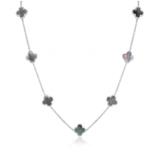 Van Cleef & Arpels White Gold Grey Mother of Pearl Alhambra Necklace