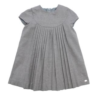 Tartine et Chocolat Grey Flannel Short Sleeve Pleated Dress