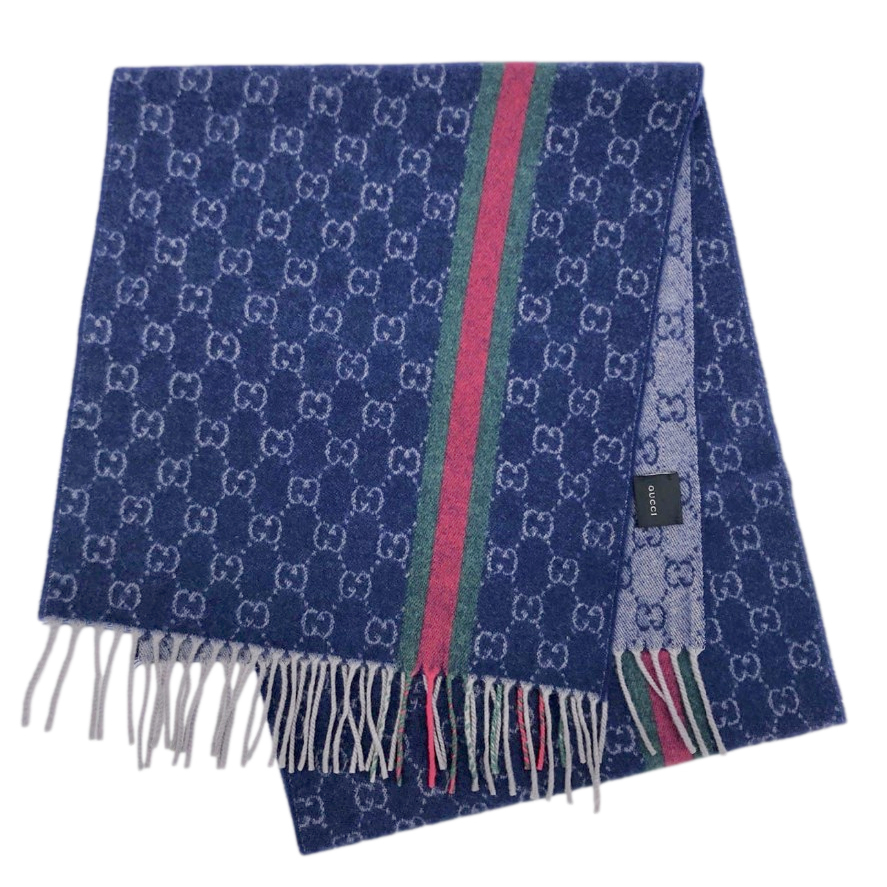 Gucci Blue Reversible Cashmere Scarf | HEWI
