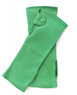Ermanno Scervino Green Lambskin Fingerless Gloves