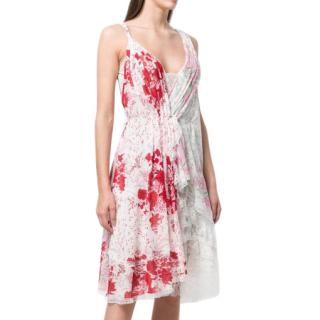 Ermanno Scervino Asymmetric Floral Dress In Pink/Red